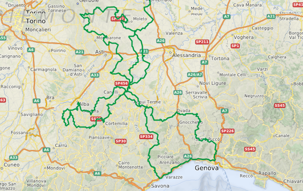Map of Strade del Vino 2016